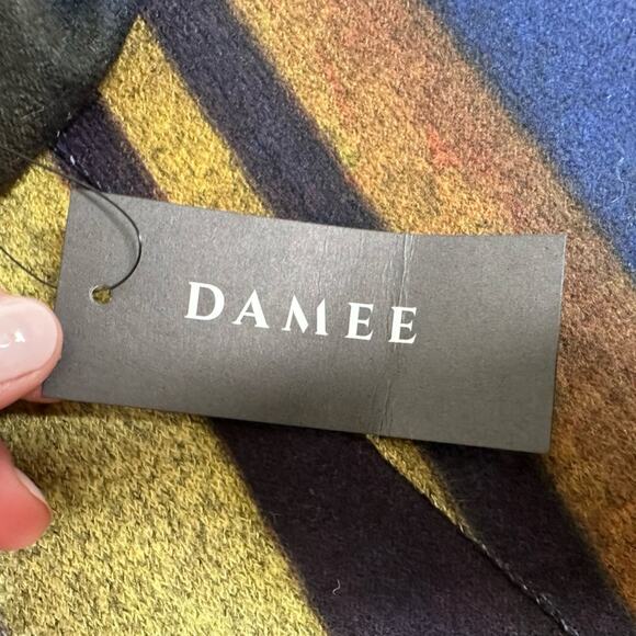 DAMEE Color Block Asymmetrical Mock Neck Graphic Tunic 3/4 Sleeve - Picture 5 of 8